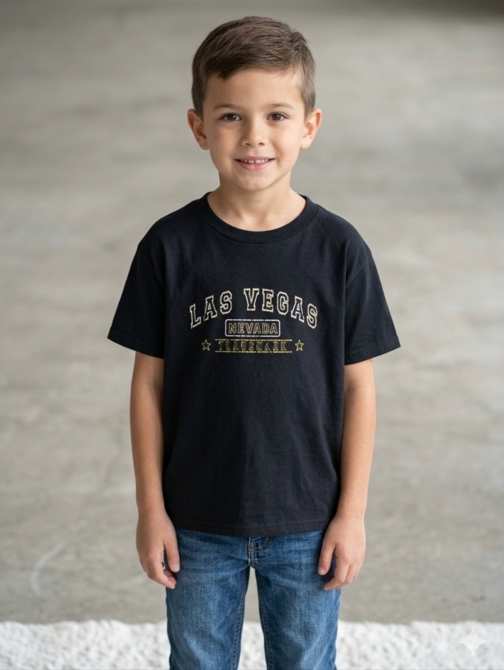 Gildan Black Kids Las Vegas Nevada Graphic Tee with Gold Accents